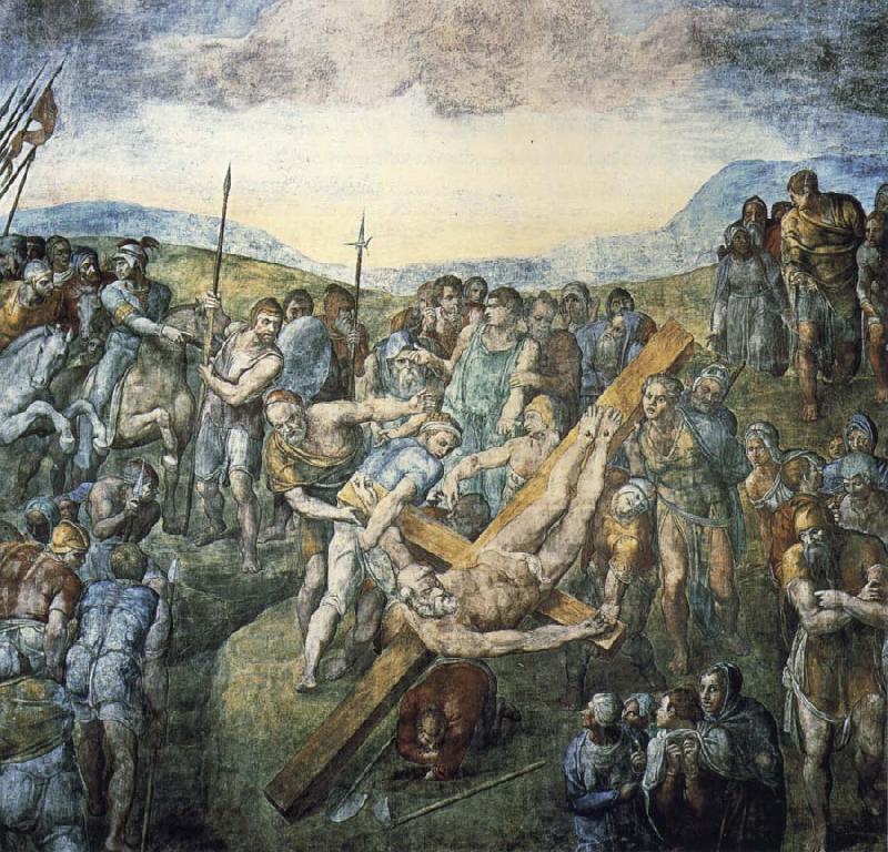 Michelangelo Buonarroti The crucifixion of the Hl. Petrus oil painting image